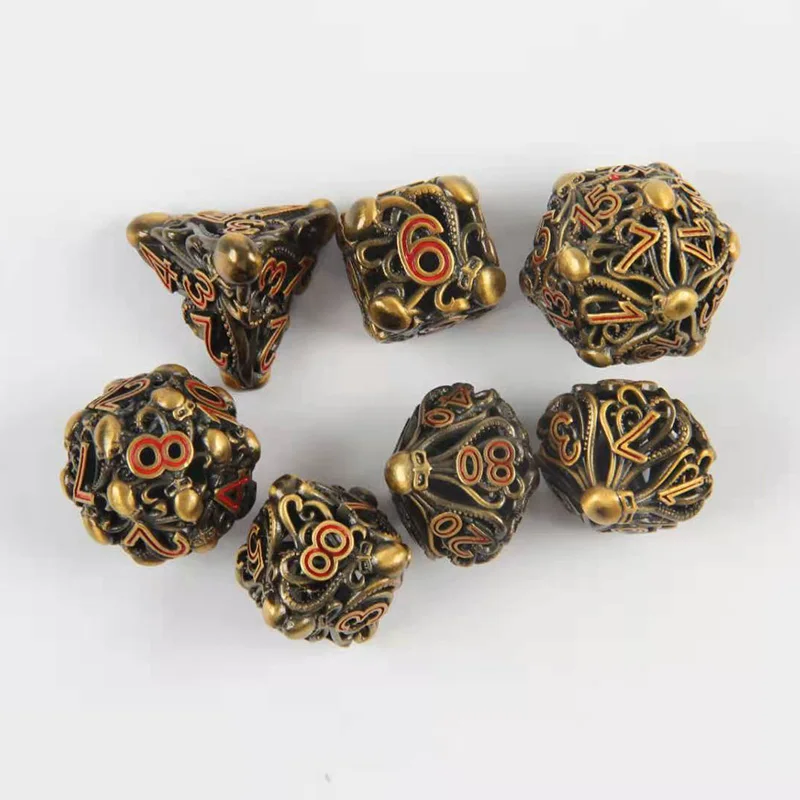 

2021 The Newest Metal Hollow DND Dice Set Dados Rol Polyhedral RPG Dice Playing Dobbelstenen Dobbel Game D20 Dice