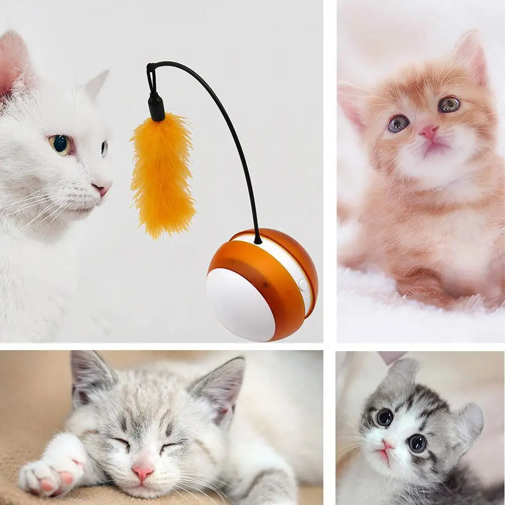 Забавная игрушка для ловли домашних животных кошек с пухом светящийся шар