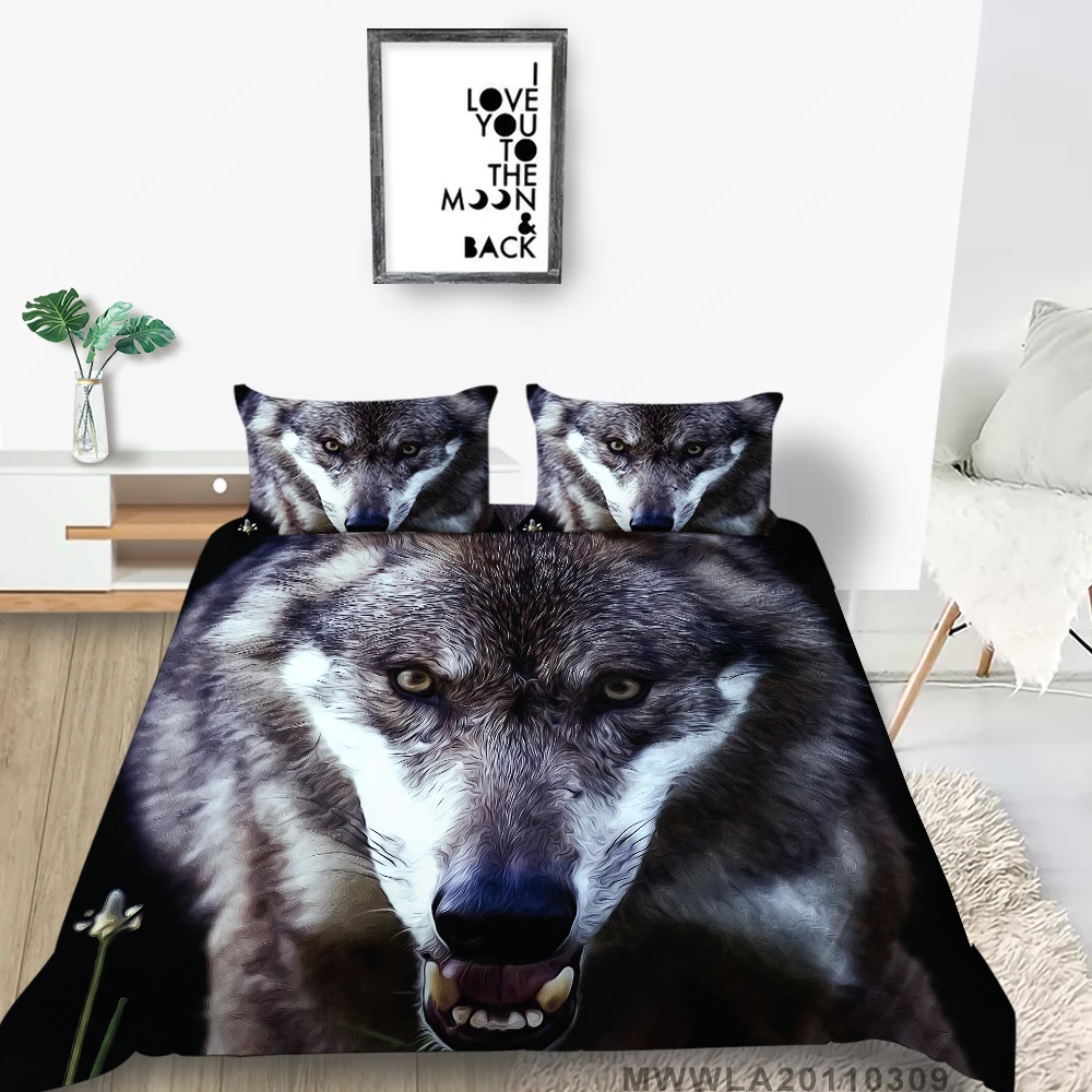 

3D принт комплект постельного белья свирепый волк модные пододеяльник король близнец полный один двойной Queen, рисунок с животными, Комплект ...