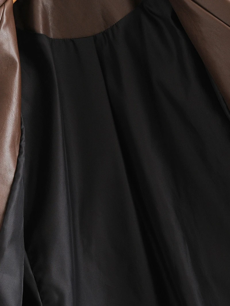 

Toppies 2020 Winter Faux Leather Long Blazer Jacket Double Breasted Coat High Quality Ladies Outwear