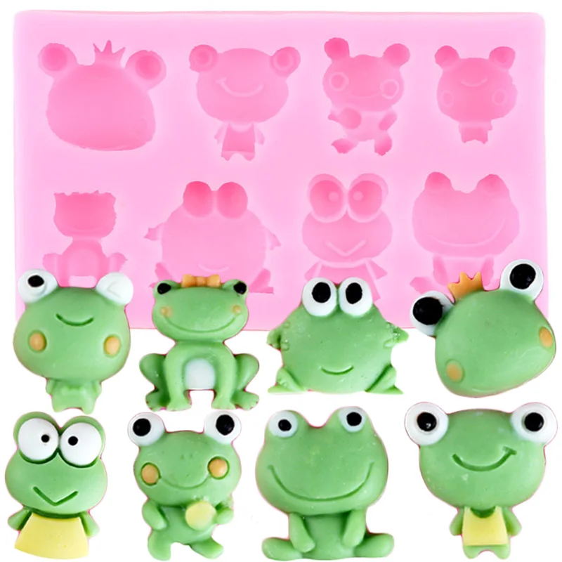 

3D Cartoon Frogs Silicone Mold DIY Party Chocolate Candy Polymer Clay Soap Molds Cupcake Topper Fondant Cake Decorating Tools