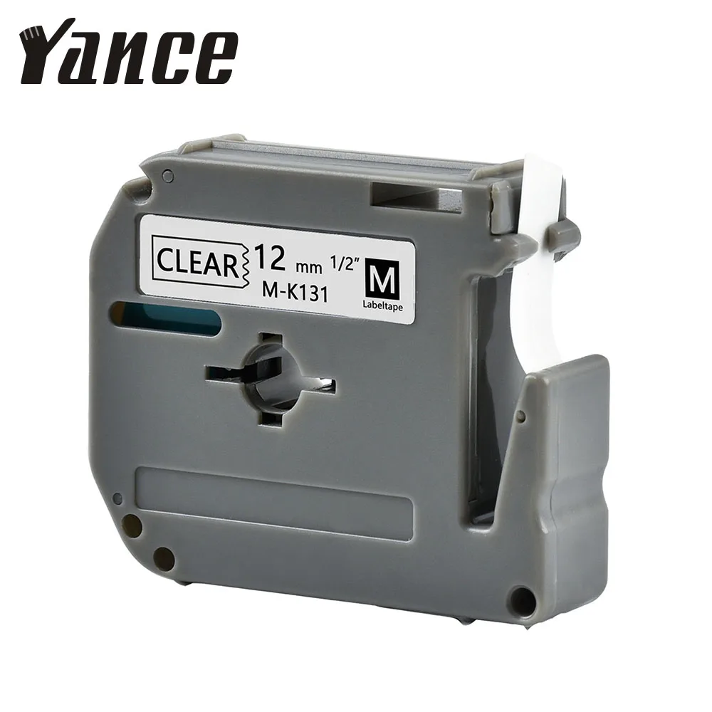 Yance MK131 MK 131 12 мм черный на прозрачной совместимой ленте для этикеток brother детской