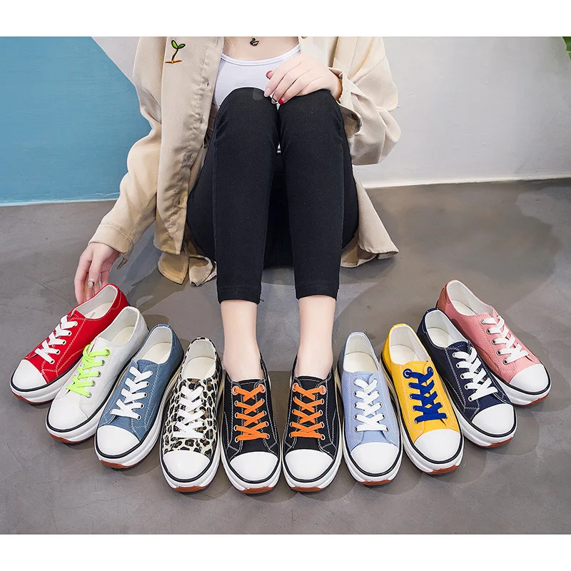

Canvas Pumps Women Platform Canvas Shoes High Heels 8cm Shoes Woman Casual Ladies Shoes woman Travel Student Sneakers 35-43
