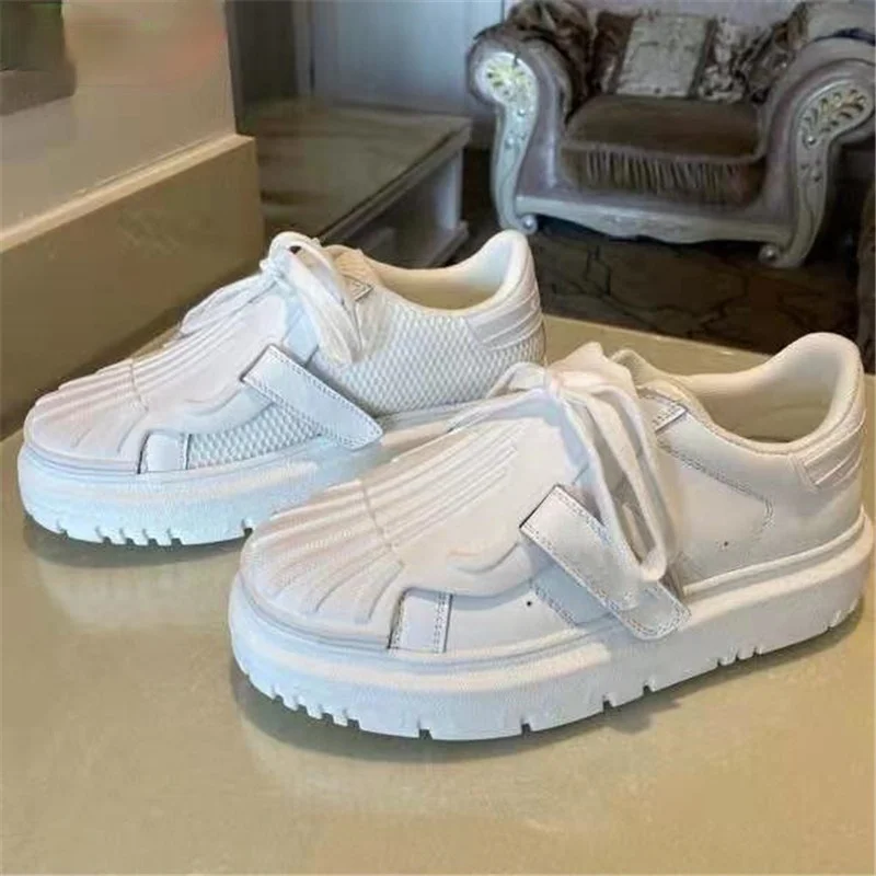 

Prowow Spring Summer Fashion Sneakers Ladies White Red Round-toe Casual Shoes Ladies Platform Shoes Luxury Brand Designer Shoes