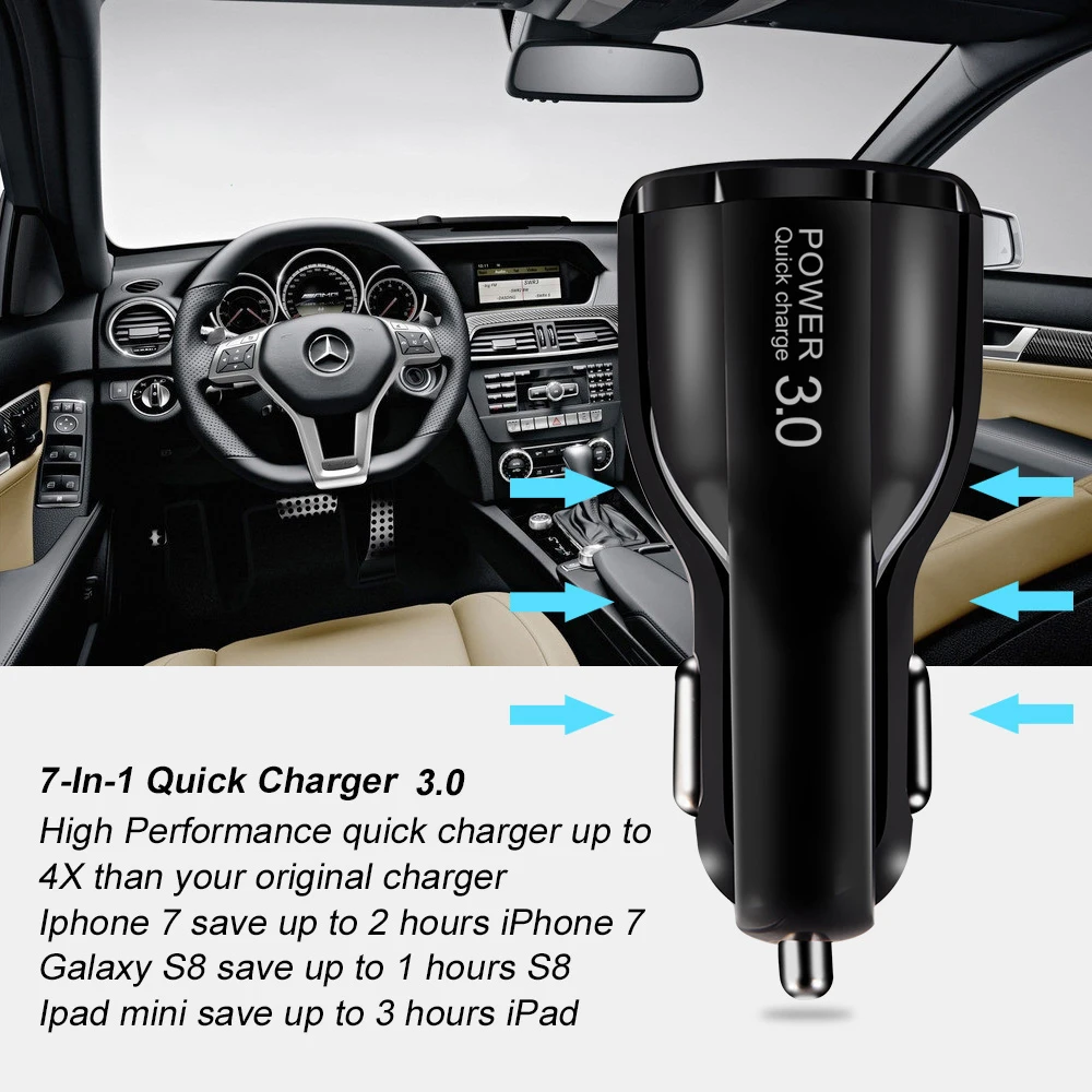 Автомобильное зарядное устройство Olaf быстрая зарядка 3 0 А два порта Micro USB кабель