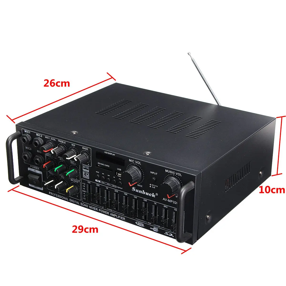 SUNBUCK bluetooth 2 0 каналов 2000 Вт аудио Мощность HiFi усилитель 326BT 12 В/220 В AV Amp динамик с