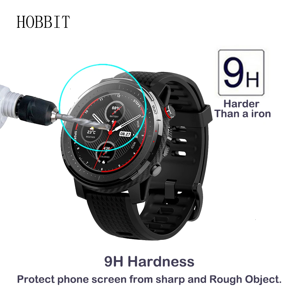 2Pcs Screen Protector Tempered Glass Amazfit Stratos 3 Smart Watch GPS Explosion-proof Anti-Scratch Bubble-free Transparent Film |