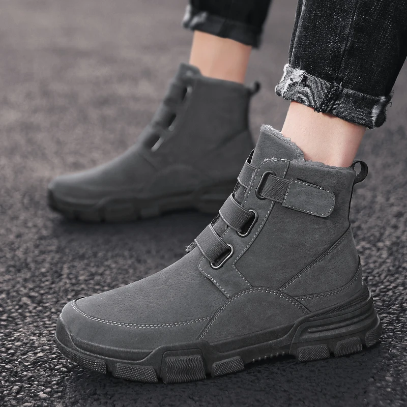 Модные фирменные дизайнерские мужские ботинки бархатная теплая зимняя обувь из