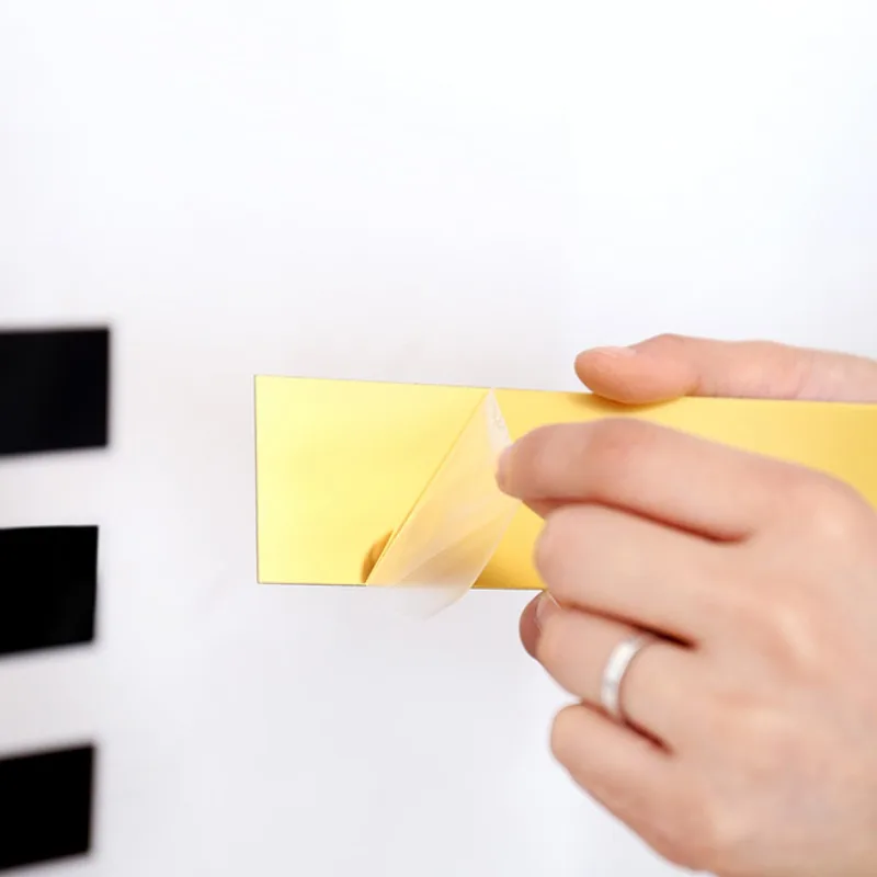 

s_10Pcs/Set Striped Design Mirror Stickers Self Adhesive Removable Acrylic Mirror Sheets Wall Decals For Home Decoration