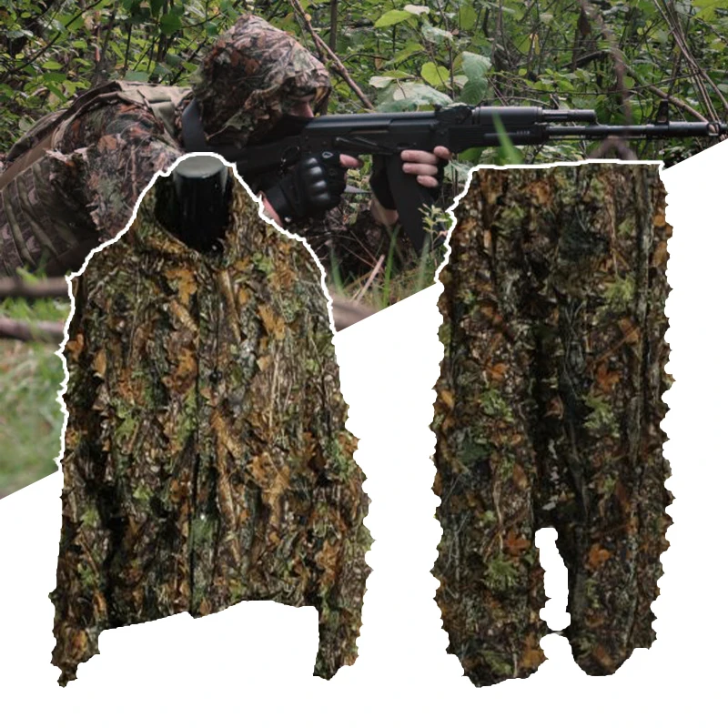 

3D Leaf Adults Ghillie Suit Woodland Camo/Camouflage Hunting Deer Stalking in