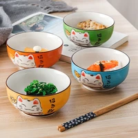 multi size japanese lucky cat round ceramic bowl restaurant household bone china salad bowl noodle soup bowl tableware