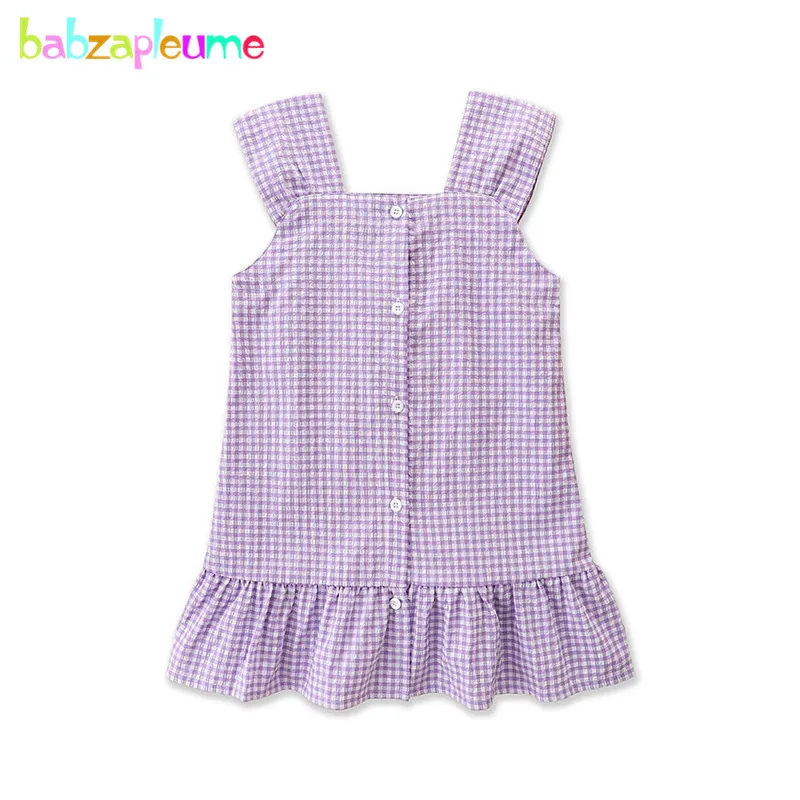 

Платье детское летнее хлопковое в клетку, без рукавов, BC2057