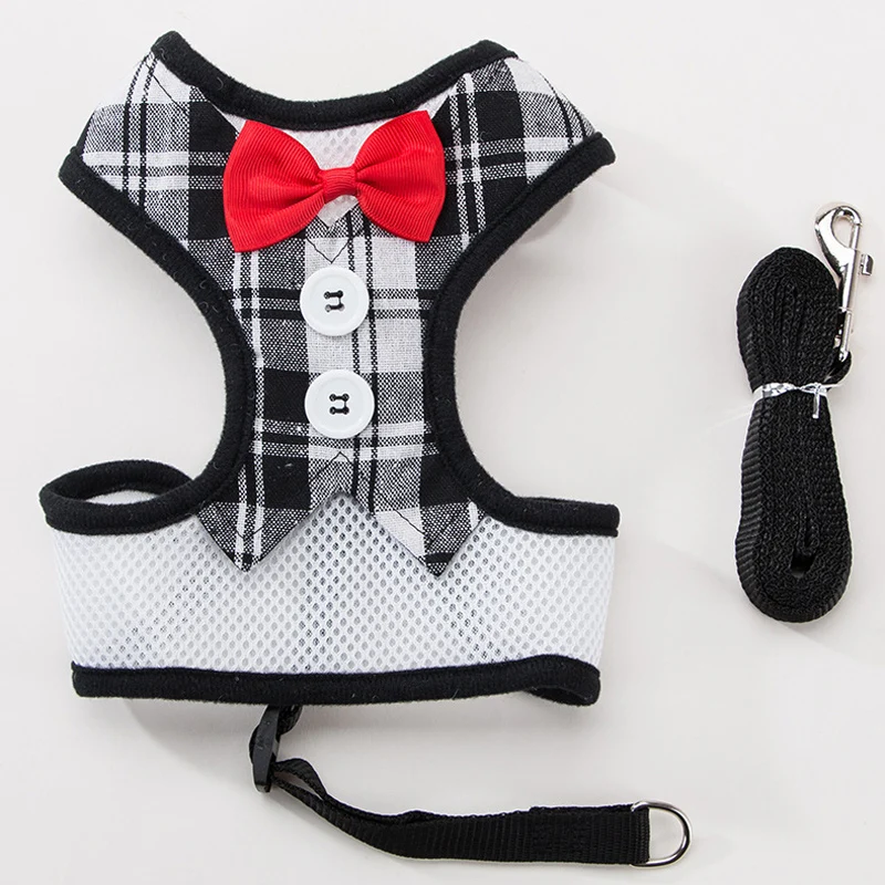 Модная решетчатая поводок с бантом для собак комплект Тедди бишон Чихуахуа