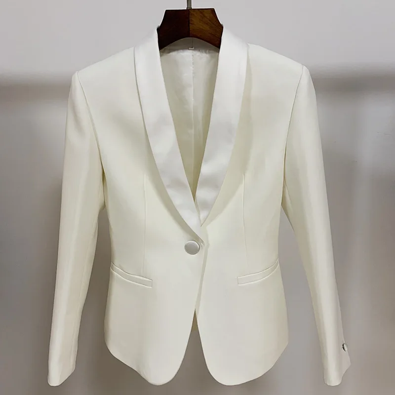 Высококачественная осенне зимняя шикарная белая черная куртка блейзер с