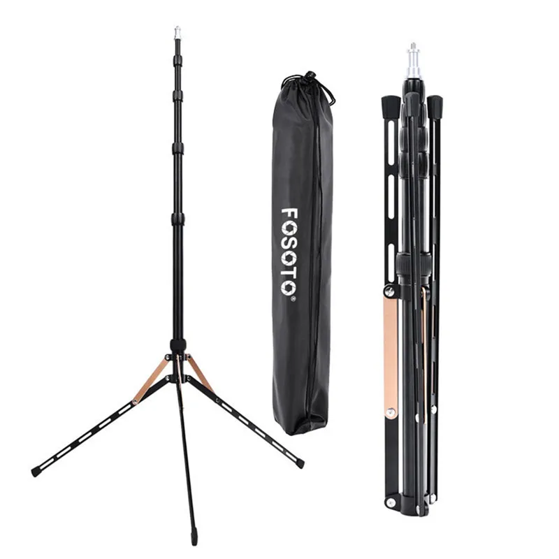 Softbox para Estúdio Fosoto Ouro Tripé Suporte Bolsa 2.22m Fotográfico Iluminação Flash Guarda-chuvas Refletor Ft-190b Led Luz