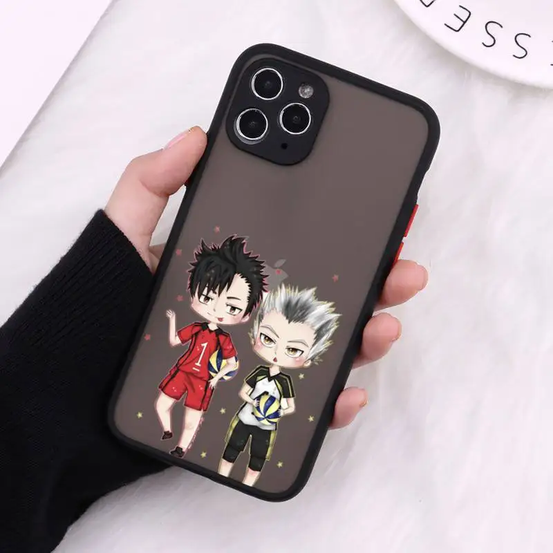 

Anime Haikyuu cartoon cute Phone Case Matte Transparent for iPhone 7 8 11 12 s mini pro X XS XR MAX Plus cover funda