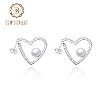 gems ballet natural fresh water pearl earrings for women tough girl jewelry 925 sterling silver heart smart chic stud earrings