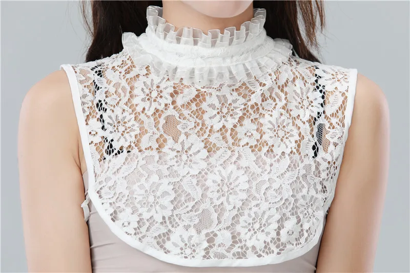 

Women Lace Stand Fake Collar Ladies Detachable Choker Necklace Shirt Fake False Collar Blouse Sweatshirt Vest Clothes Accessory