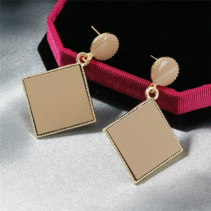 

2021 New Fashion Vintage Square Earrings Geometric Drop Dangle Earring
