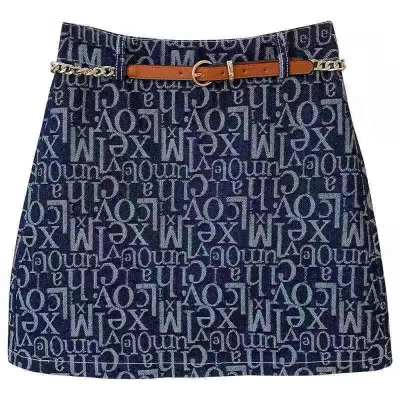 

2021 spring and summer new skirt female Korean version of retro washed denim high waist Joker student A- shaped skirt