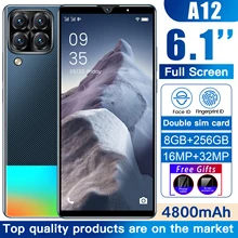 New Smartphone A12 8GB RAM 256GB ROM 6.1 Inch Screen 4800mAH Battery Unlocked SIM Cellphone Mobilephone Celular Celulares
