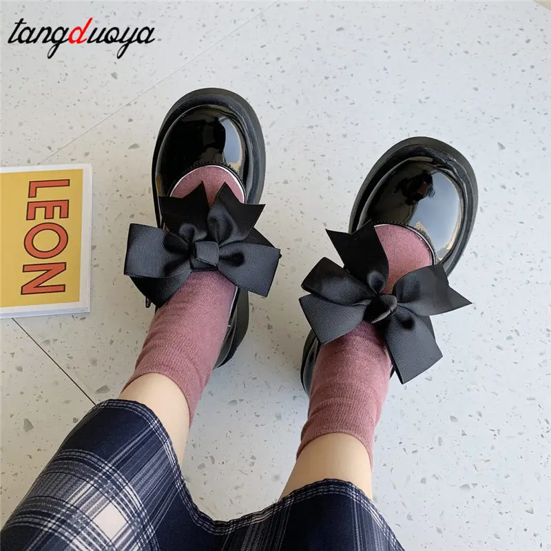 Обувь в стиле &quotЛолита&quot на платформе с бантом японском школьная обувь