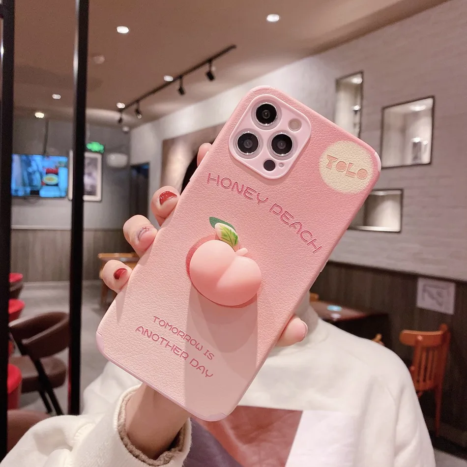 Милый мягкий персиковый чехол для телефона iPhone 12 Mini 11 Pro Max XR XS SE 2 2020 8 7 Plus Забавный