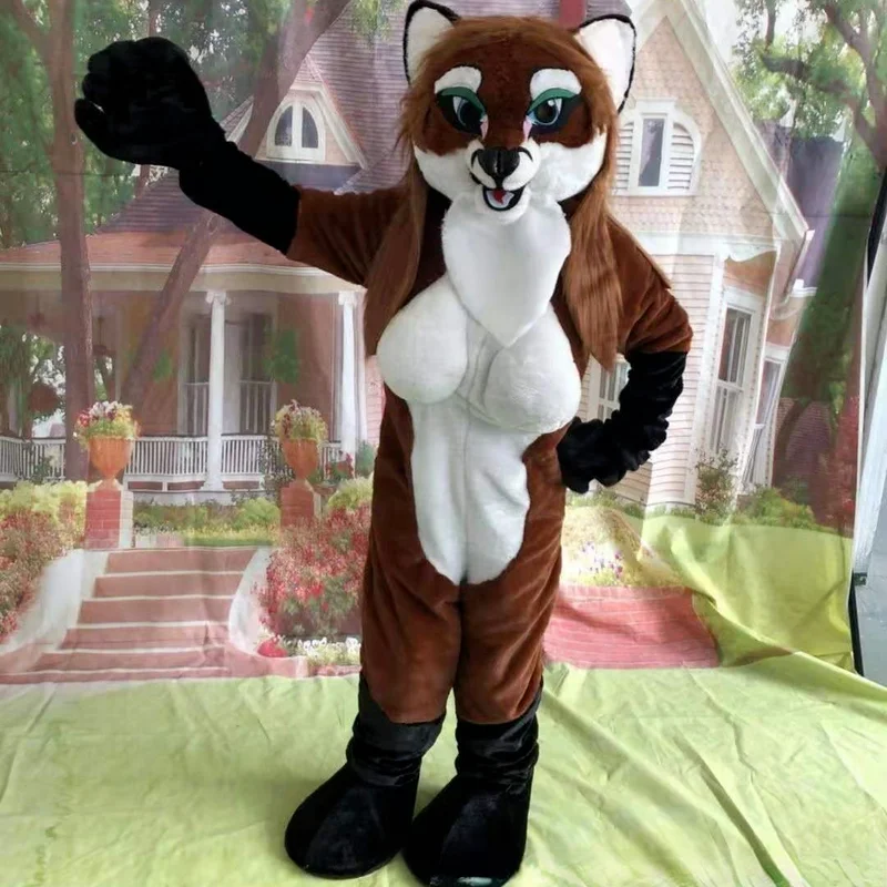 

Custom Fursuit Husky Dog Fox Long-haired Mascot Costume Cosplay Game Set Advertising Promotion Street Walking Mascot