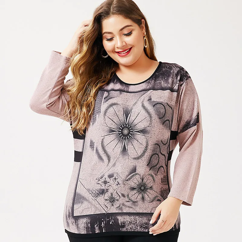 5XL Плюс размер женской одежды 2019 года осень Новый O образный вырез экзотического