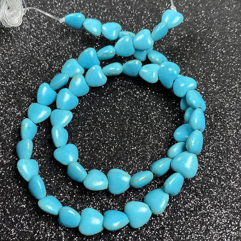 

Heart Shaped Natural Stone Bead Blue Turquoises Bracelet Necklace Jewelry for DIY Jewelry Birthday Gift Size 8mm/10mm/12mm