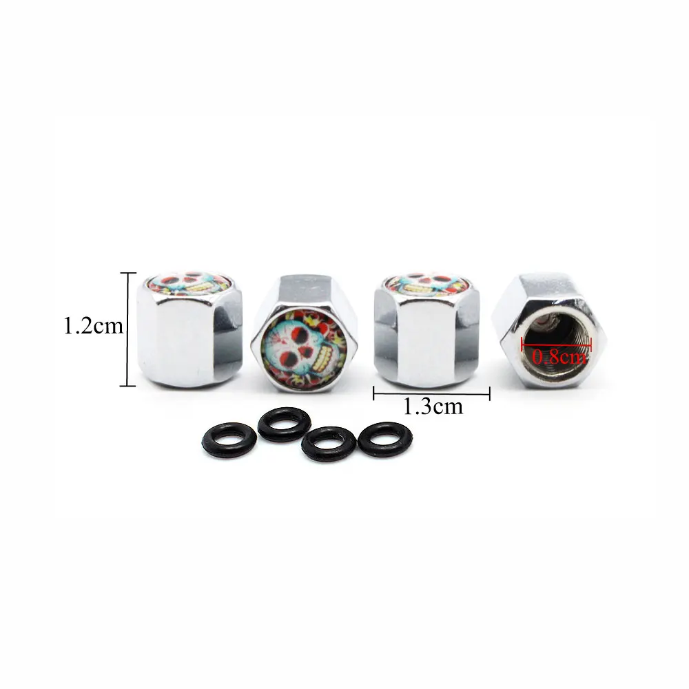 4 шт./компл. череп из цинкового сплава с цветком стиль крышка на стержень клапана