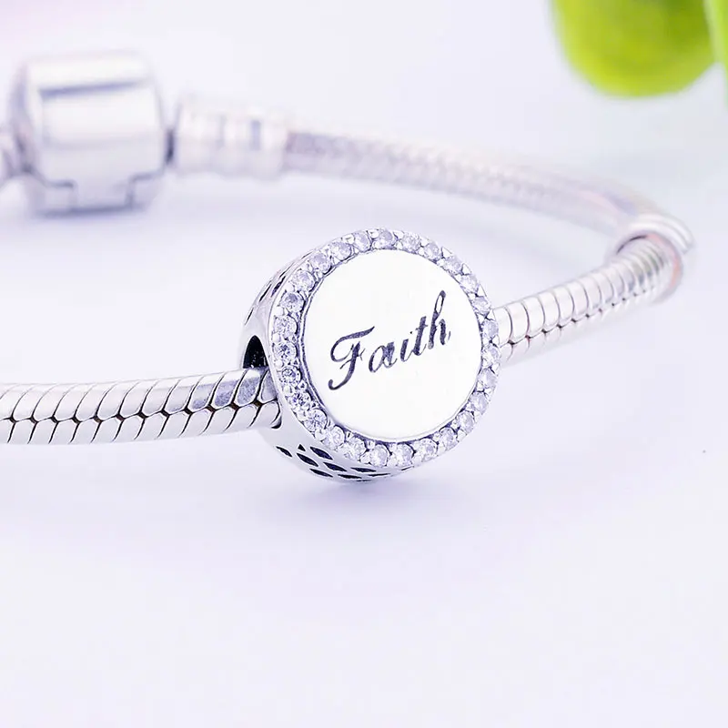 Браслет с шармами Love is Faith из серебра 100% пробы|Бусины| |