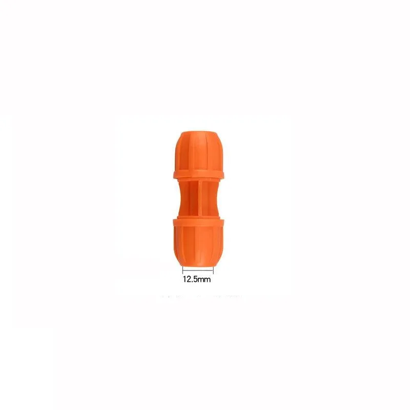 Пластиковый садовый шланг для орошения 8/12 мм прямой оранжевый черный фитинги