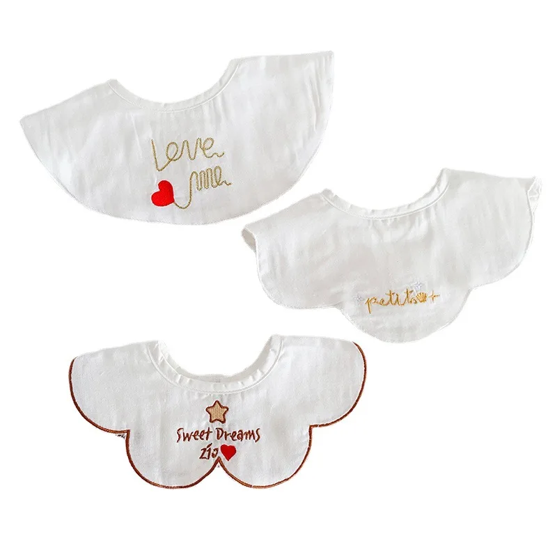 

Baby Cotton Embroidery Bibs Toddler Saliva Towel Feeding Burp Cloths 3 Pc shown in the picture