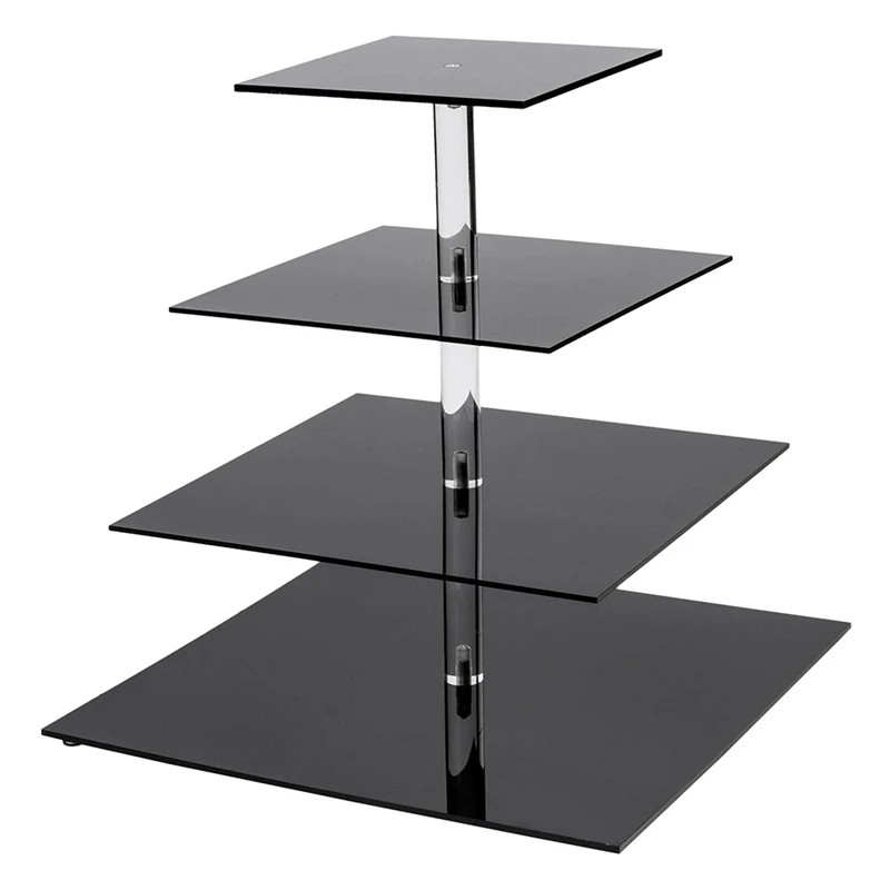 

Квадратная подставка для кексов AA99 -4 уровня, многоуровневый сервировочный держатель для десерта, идеально подходит для свадьбы, дня рожден...