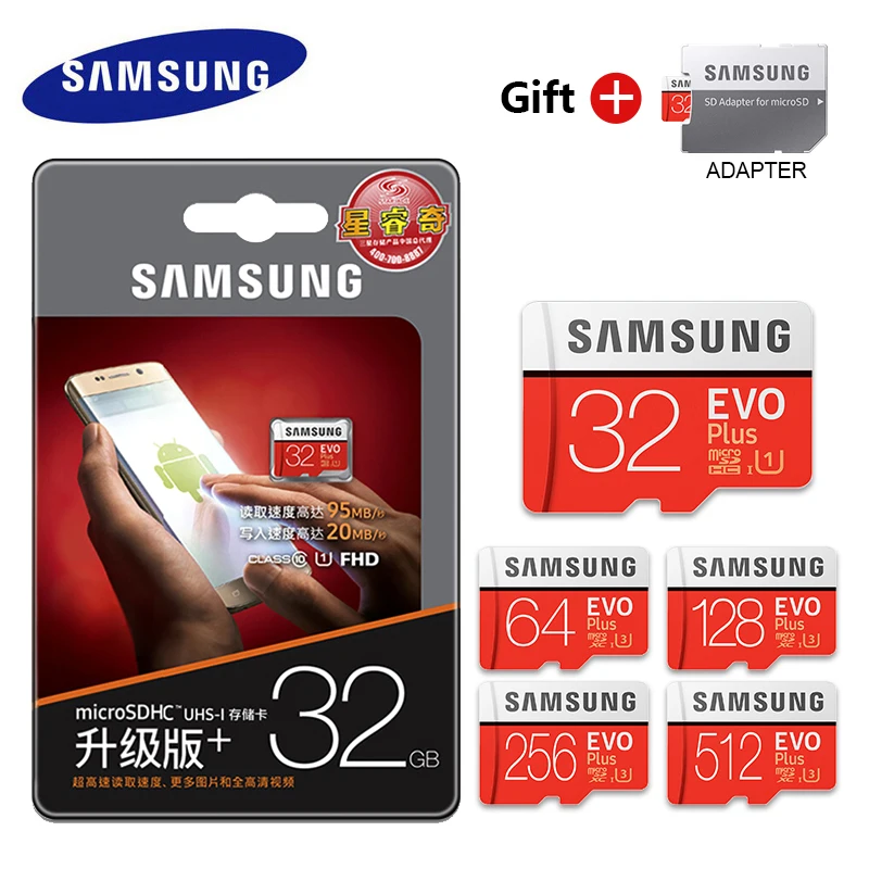 Оригинальная карта памяти samsung micro sd 64 Гб 128 ГБ 256 ГБ U3 SDXC TF карта 32 Гб U1 SDHC Evo plus micro sd карта класс 10 Флэш-карта