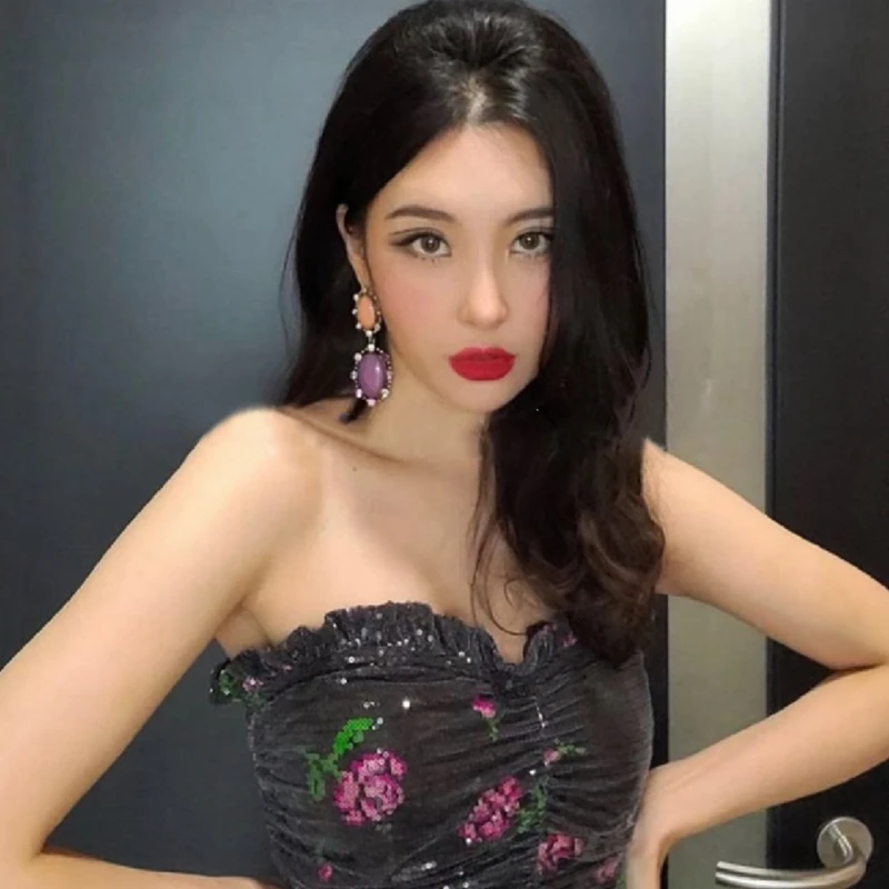 

MENGJIQIAO Korean Vintage Fashion Round Hollow Colorful Crystal Drop Earrings For Women Pendientes Girl Holiday Jewerly Gifts