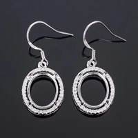 classic sterling silver hook earrings bezel cabochon gemstone base tray semi mount drop earrings for jewelry diy