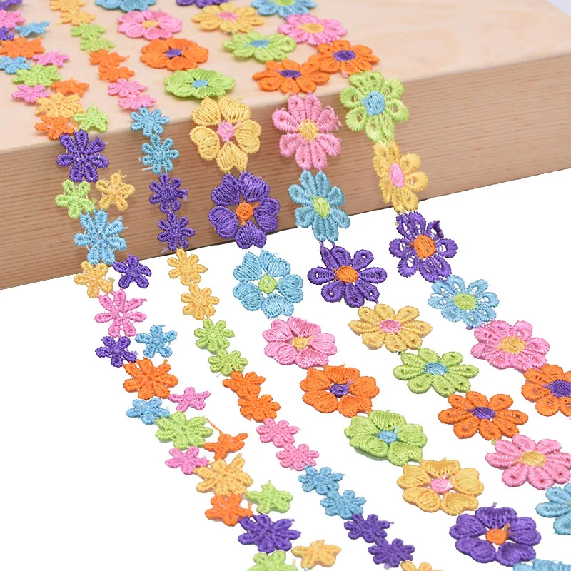 3 ярда цветная Цветочная кружевная отделка мини Маргаритка лента для свадьбы