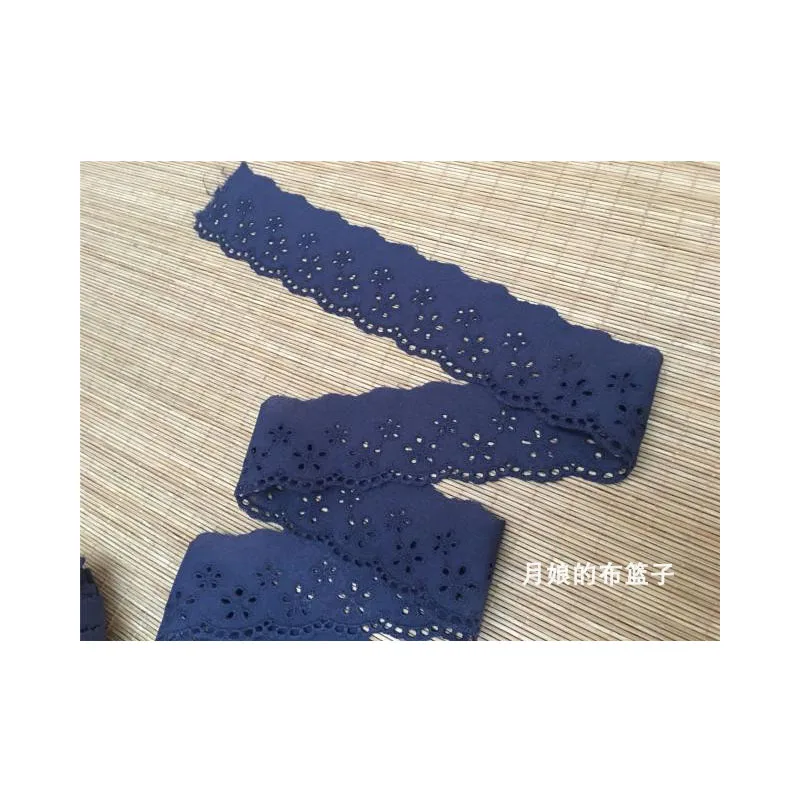 Темно-синее хлопковое кружево с цветочной вышивкой ручная работа лоскутное 4 5 см