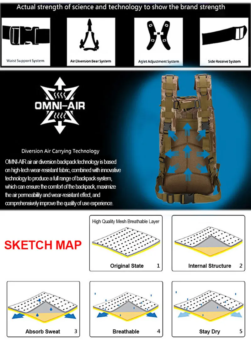 New Waterproof Oxford Mountaineering Backpack 25L Large Capacity Travel Backpack Best Quality Outdoor Luggage Bag Men's Backpack