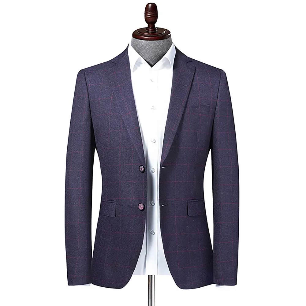 Новый тренд клетчатый Мужской Блейзер приталенный для отдыха куртка в Корейском