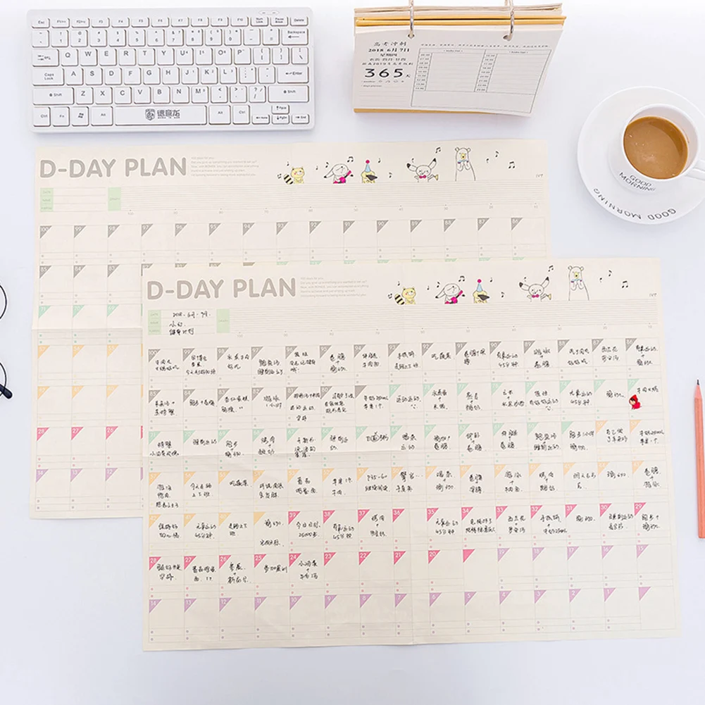 100Day Target Table Countdown Schedule Memo Pad Learning Planning Stickers Planner Cartoon Cute Office School Supplies 2020 | Канцтовары