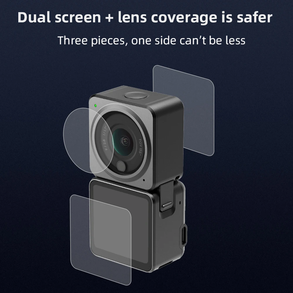 

Transparent 1/2 Set for DJI Action 2 Screen Tempered Film Camera Lens Glass Protector Kit Dustproof Protective HD Full Cover