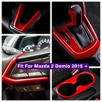 red interior refit kit steering wheel gear box front water cup holder decoration cover trim for mazda 2 demio 2015 2021