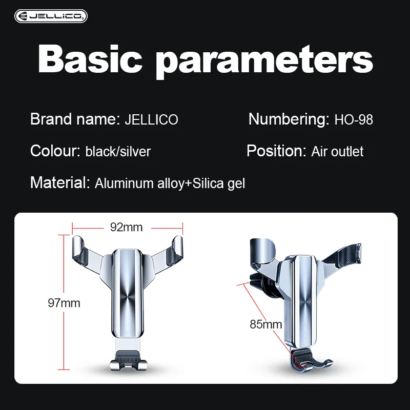 

Jellico Gravity Car Holder For Phone Air Vent Clip Mount Mobile Cell Stand Smartphone GPS Support For iPhone 12 X Samsung Xiaomi