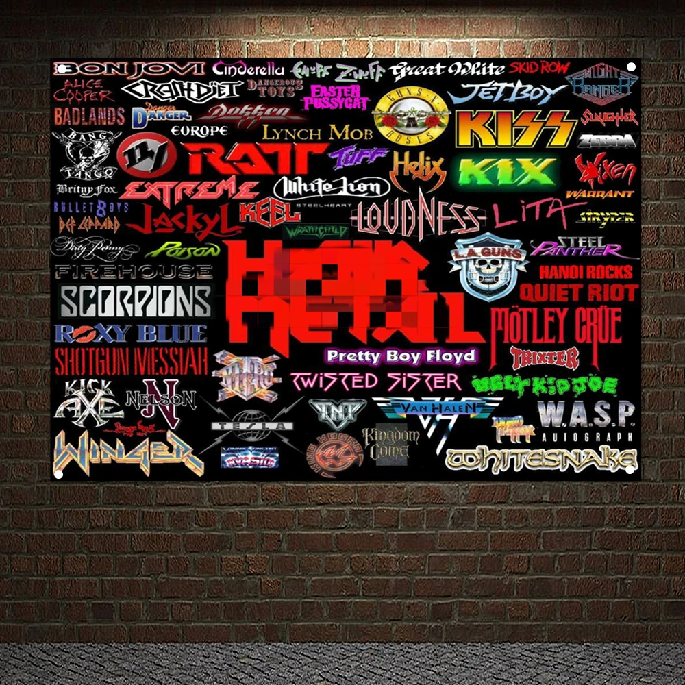

Mix Metal Music Flag Banner Pop Rock Singer Posters Stickers Band Logo High Quality Wall Chart Wall Art Vintage Home Decoration