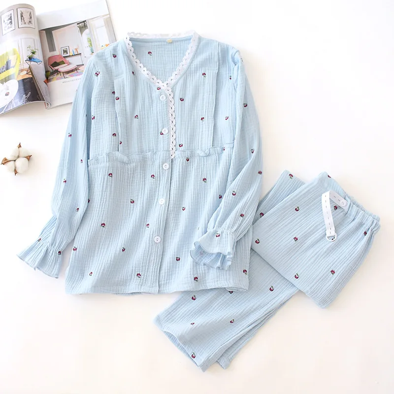 Розовая/синяя Пижама Fdfklak для беременных женщин Одежда 2020 весна осень Хлопковая