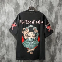 japanese short sleeved t shirt summer new geisha printing female male national style personality trendy half sleeved tops