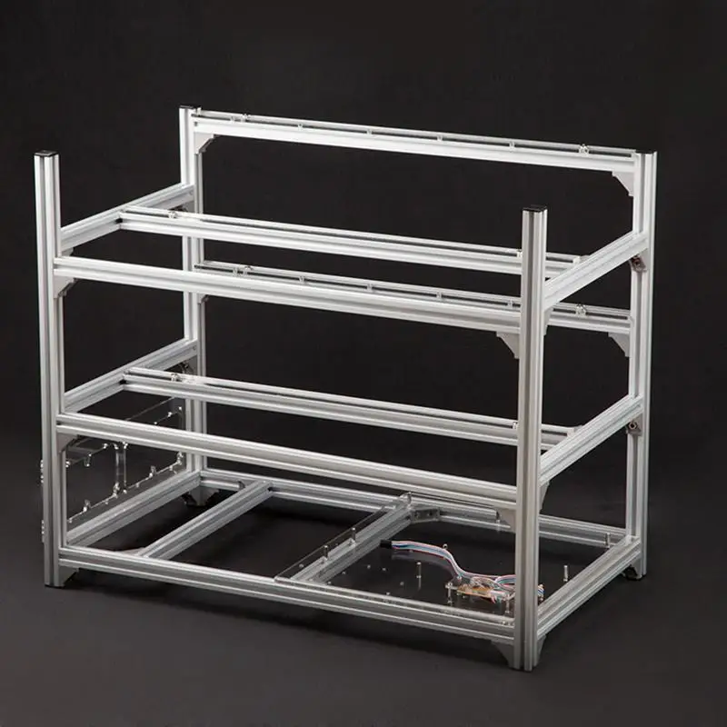 Preise 12 GPU Bergbau Rig Aluminium Open Air 8 /6 GPU Miner Rahmen Fall ETH/ETC/ZEC Ethereum Zubehör Für Crypto Münze Bitcoin Rack Fall